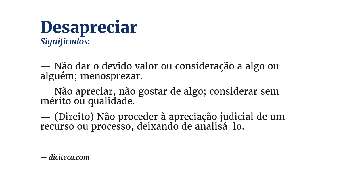 Significado de desapreciar