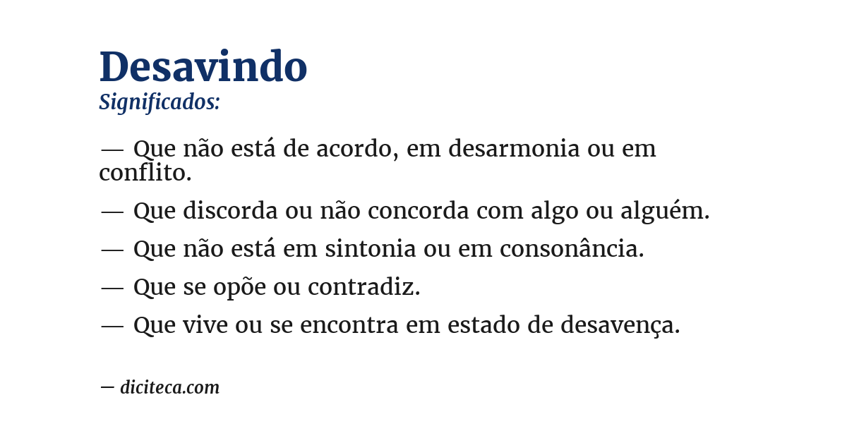 Significado de desavindo