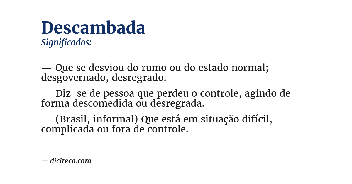 Significado de descambada