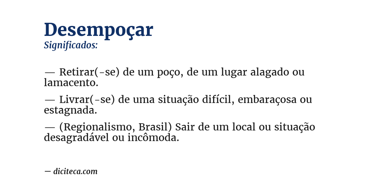 Significado de desempoçar