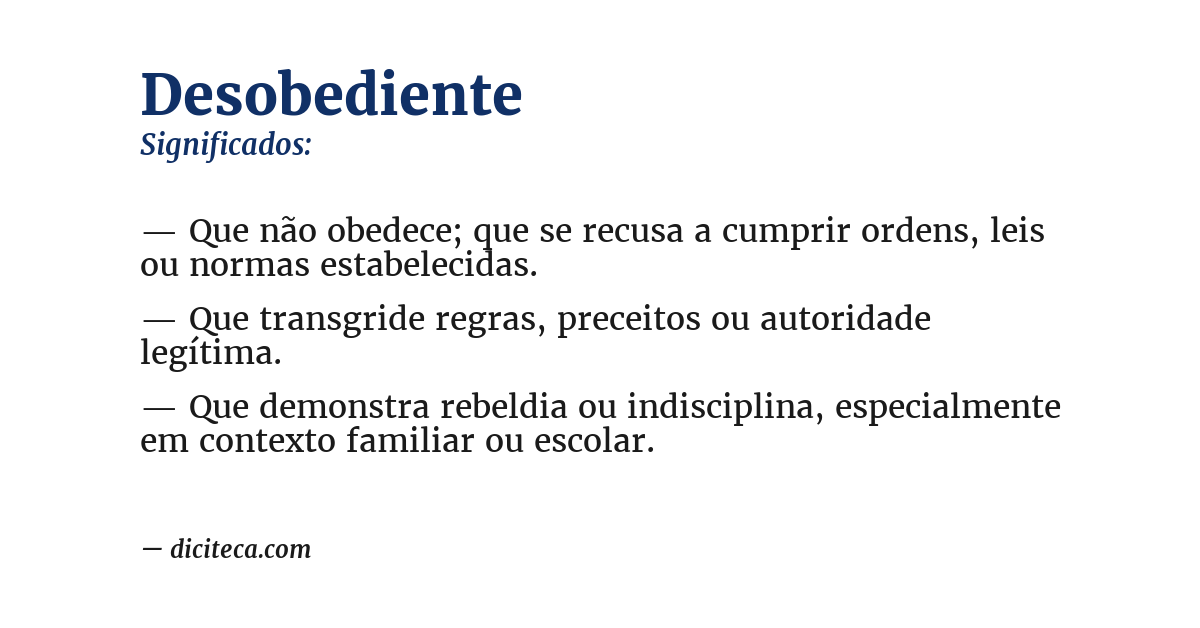 Significado de desobediente