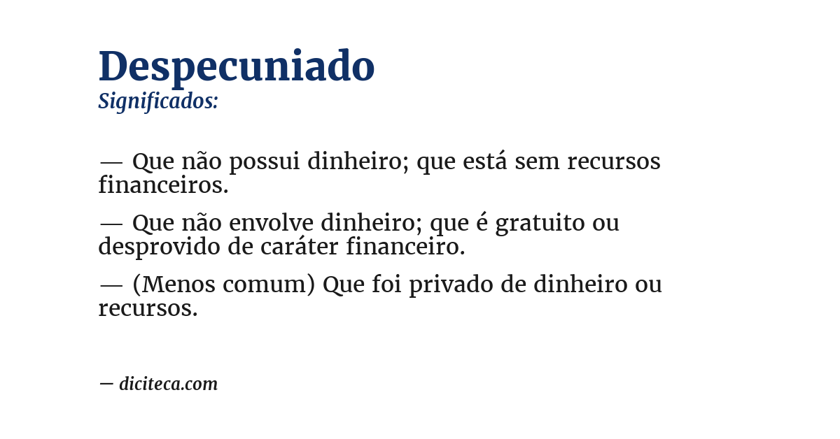 Significado de despecuniado