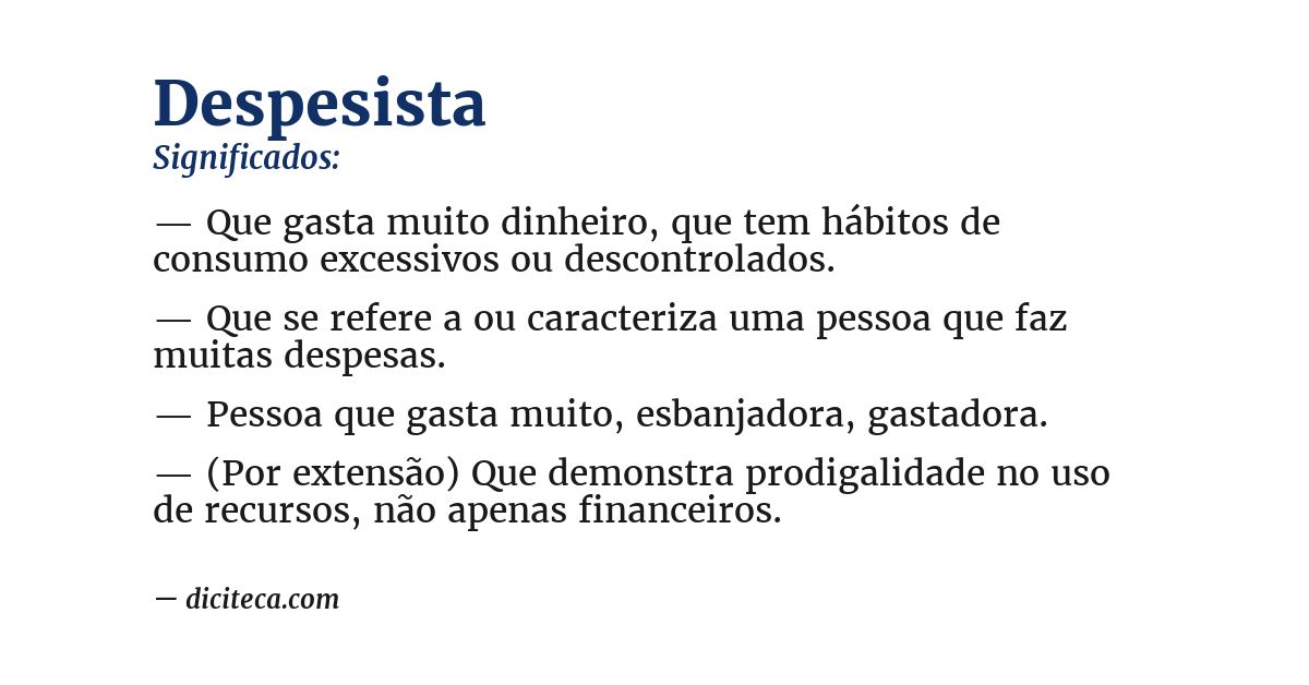 Significado de despesista