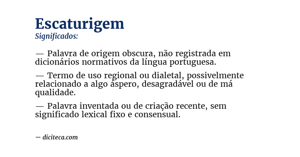 Significado de escaturigem