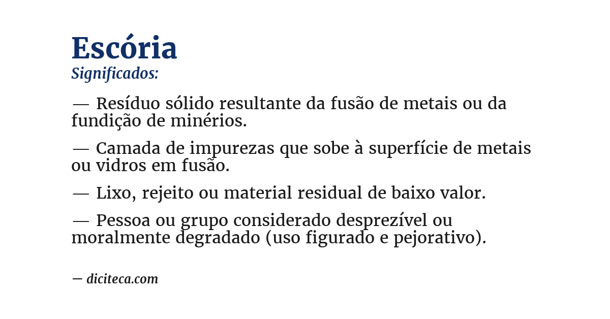 Significado de escória