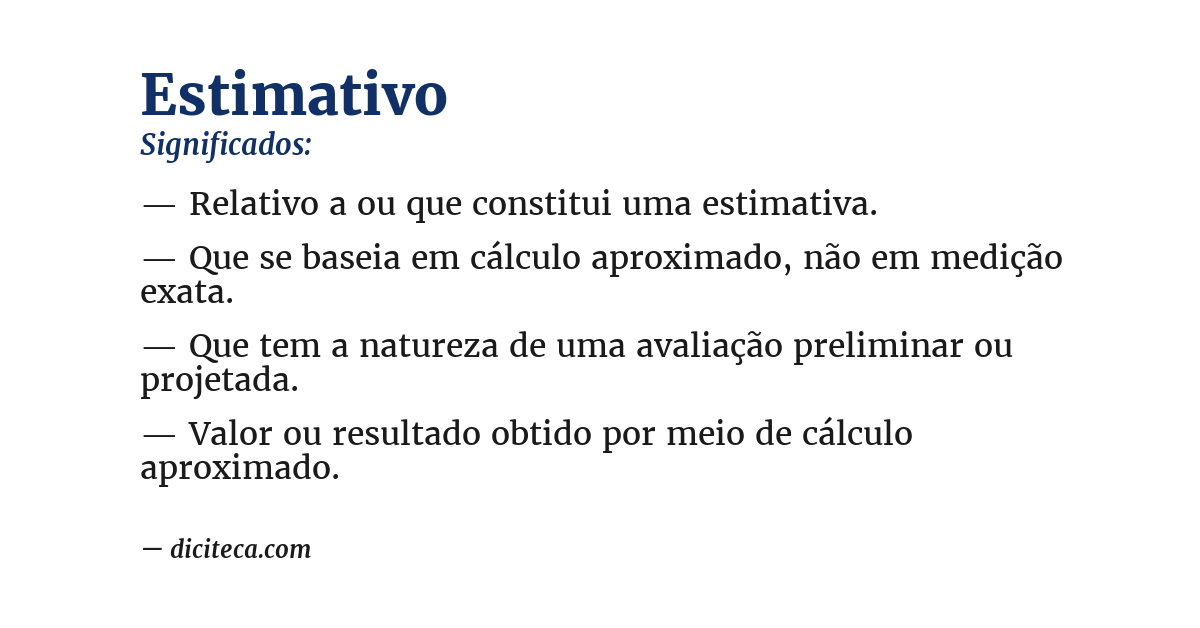 Significado de estimativo