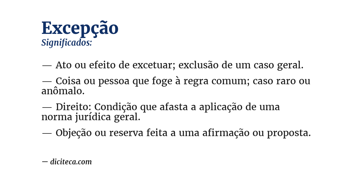 Significado de excepção