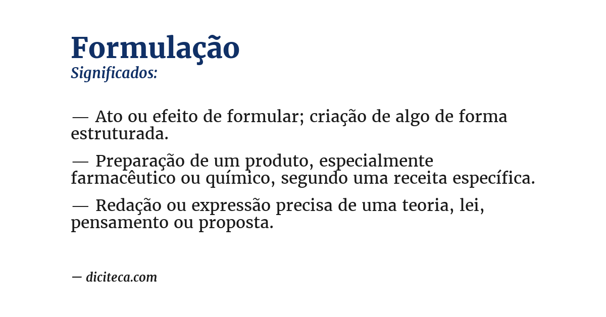 Significado de formulação