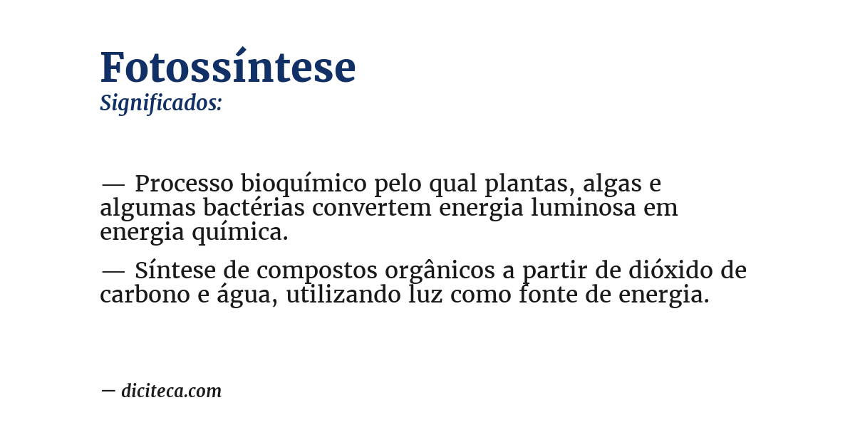 Significado de fotossíntese