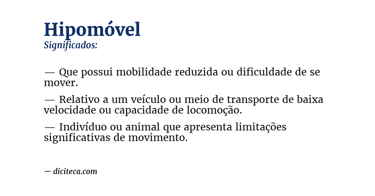 Significado de hipomóvel