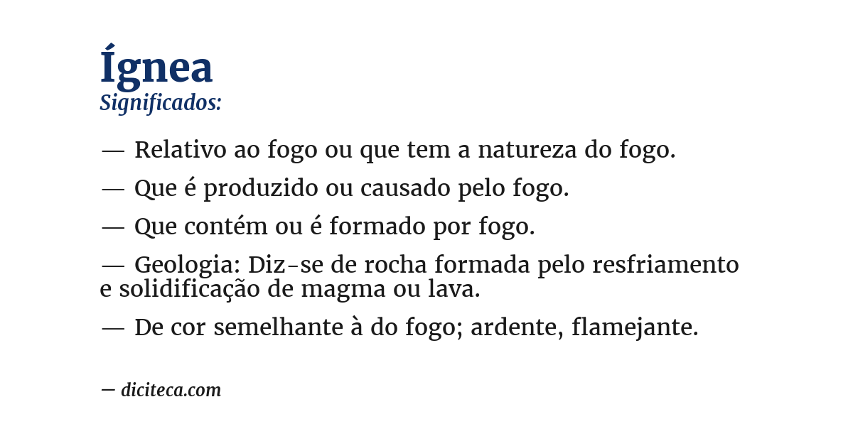 Significado de ígnea