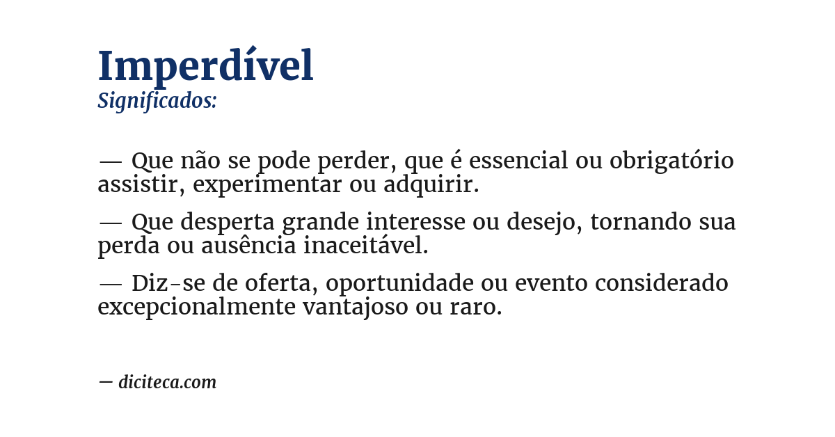 Significado de imperdível