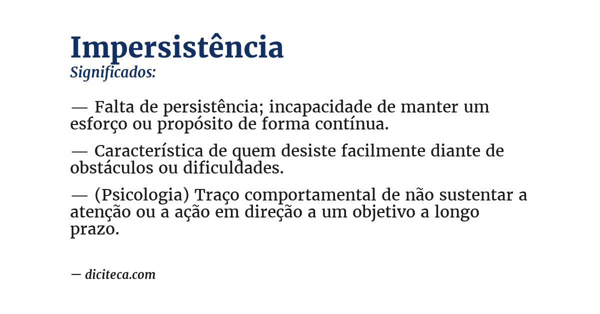 Significado de impersistência