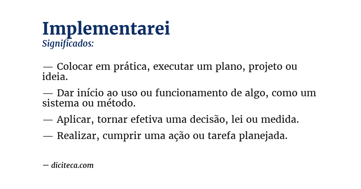 Significado de implementarei