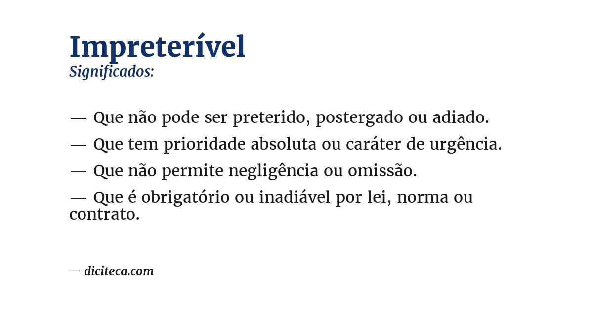 Significado de impreterível