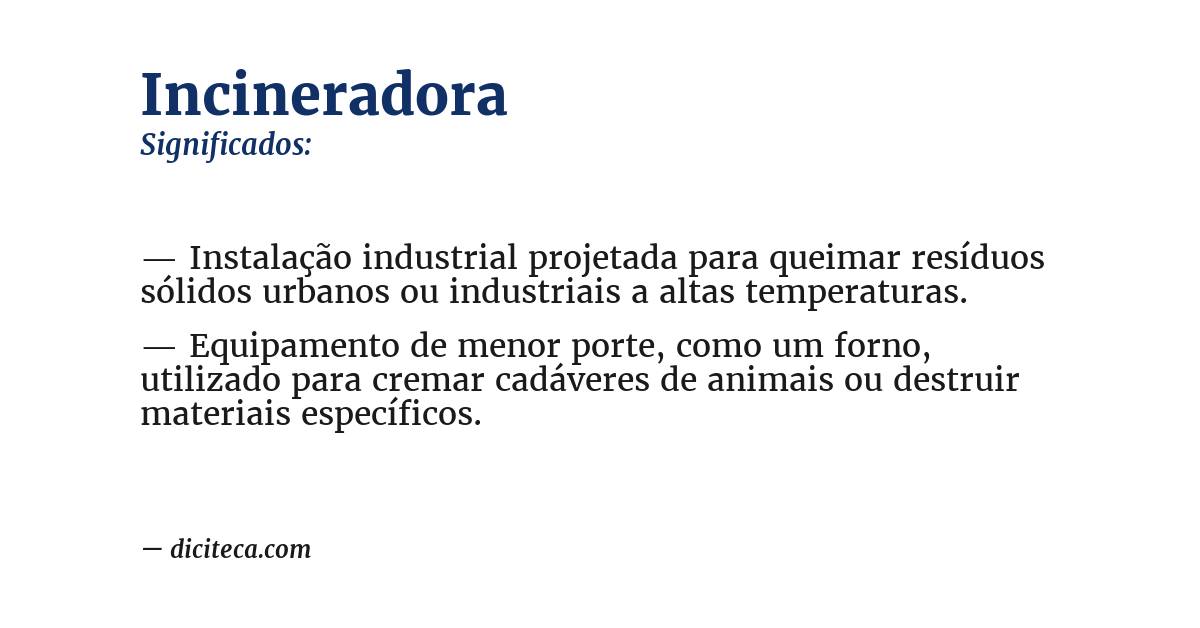 Significado de incineradora