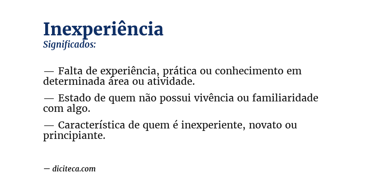 Significado de inexperiência