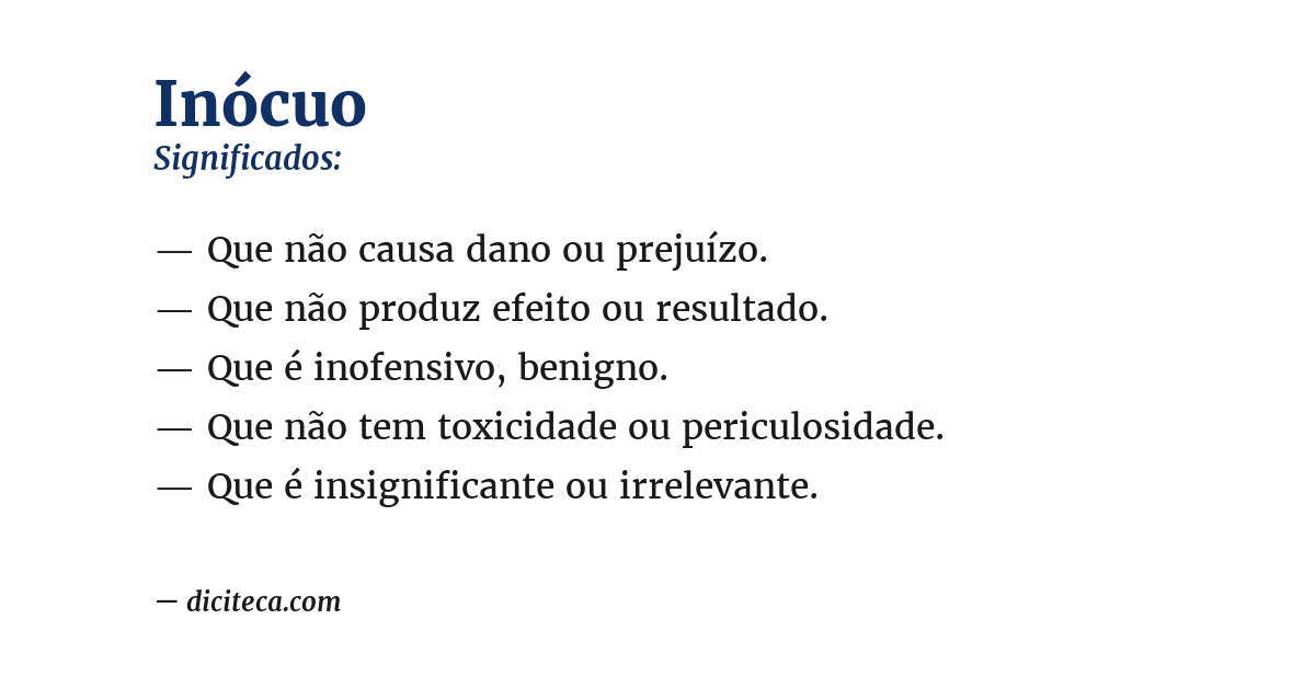 Significado de inócuo