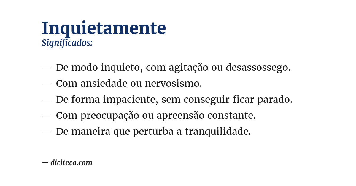 Significado de inquietamente