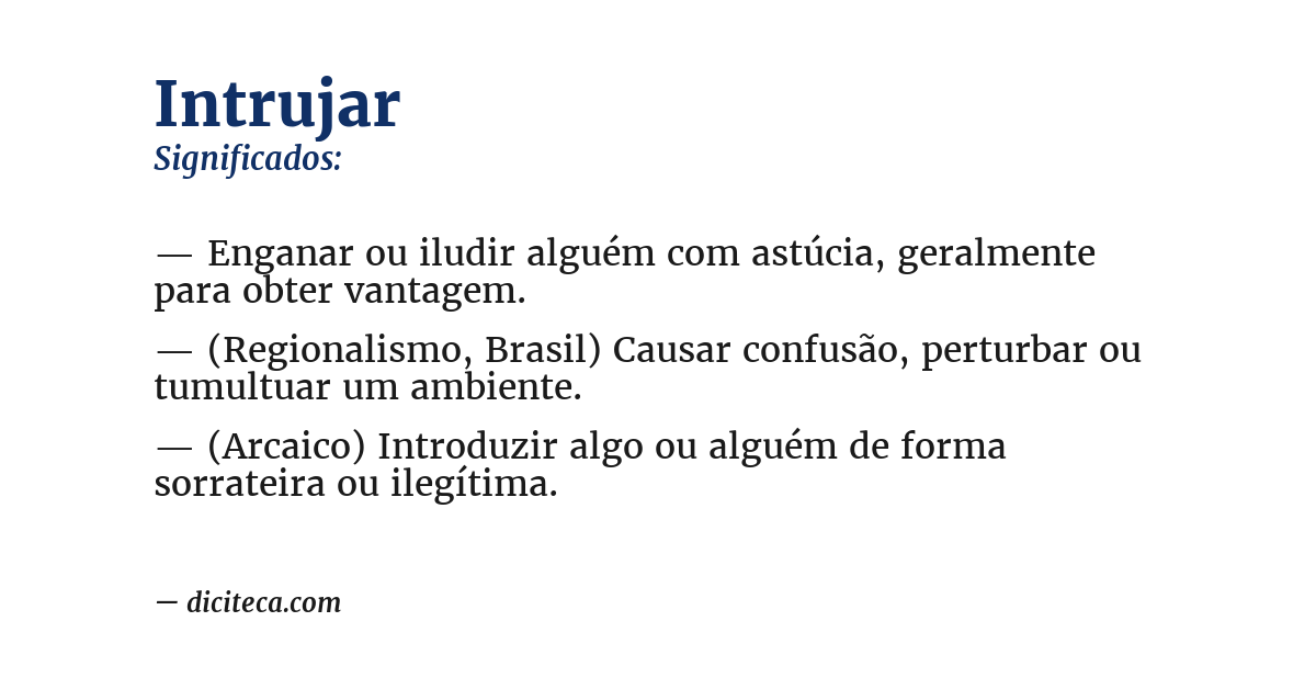 Significado de intrujar