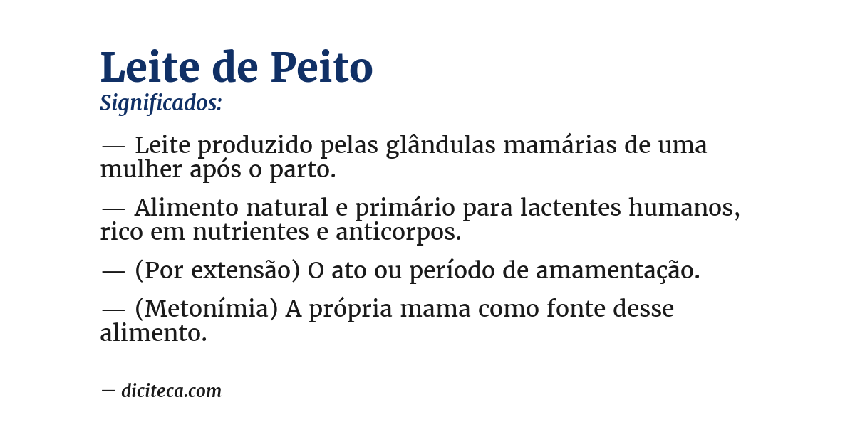 Significado de leite de peito