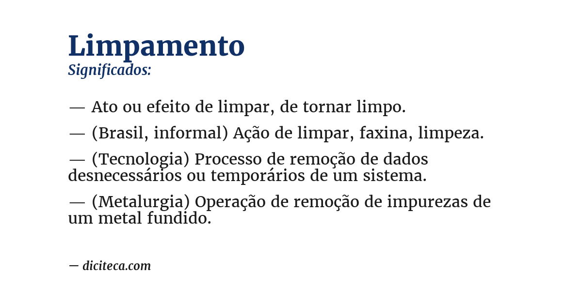 Significado de limpamento