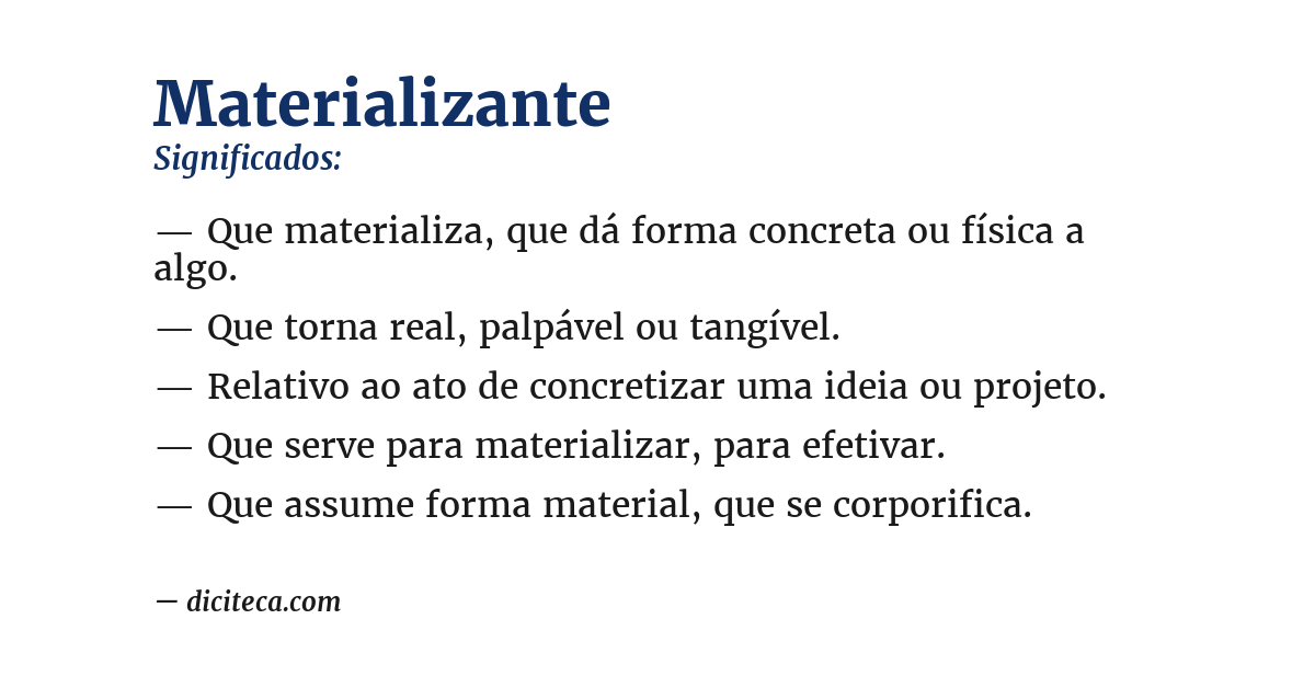 Significado de materializante