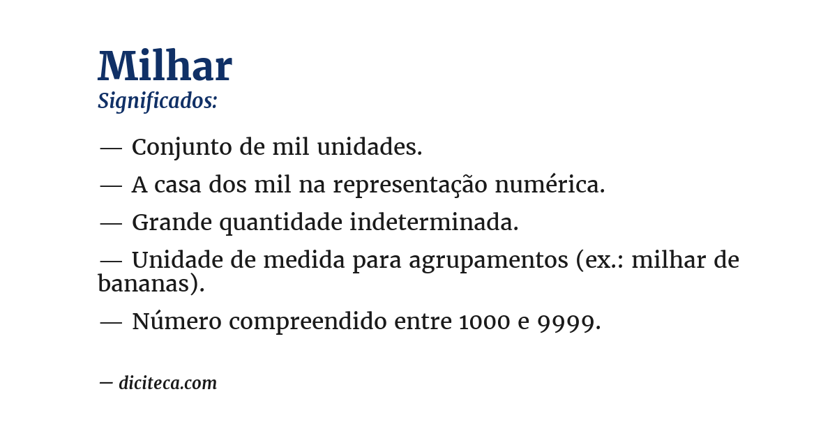 Significado de milhar