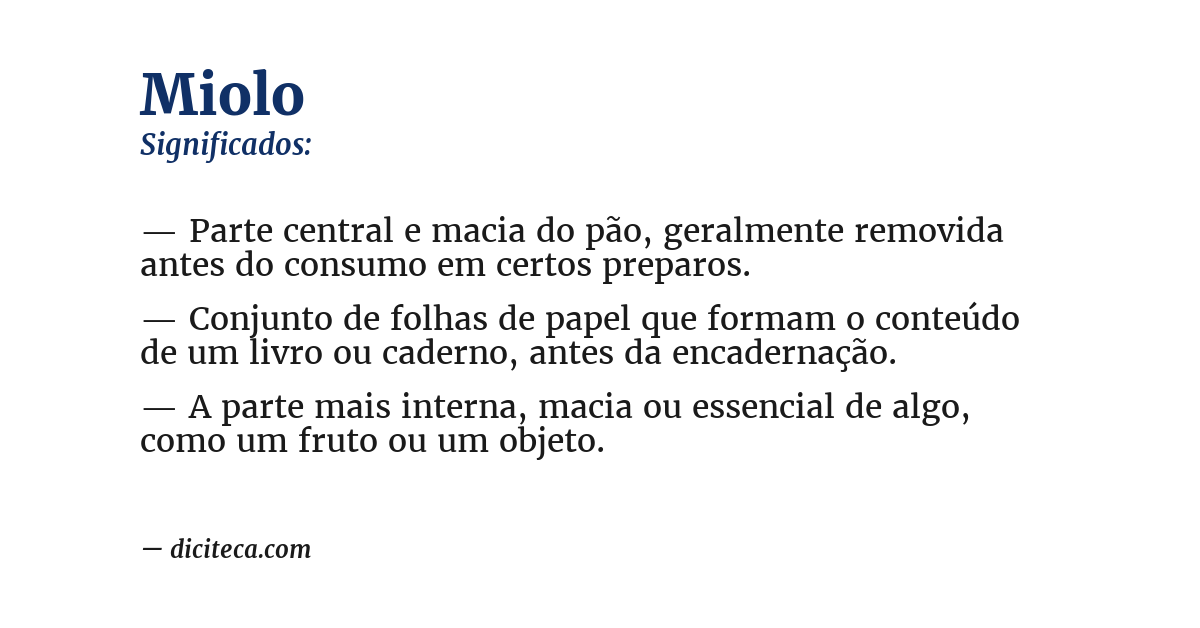Significado de miolo