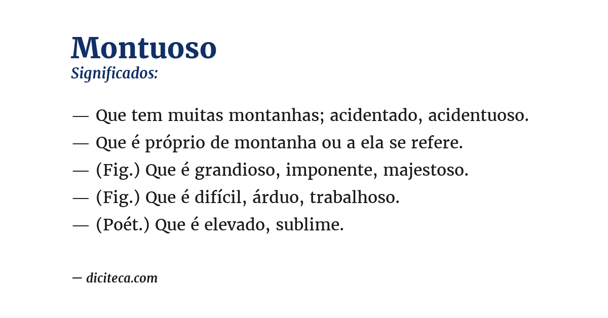 Significado de montuoso