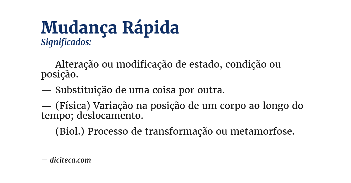 Significado de mudança rápida