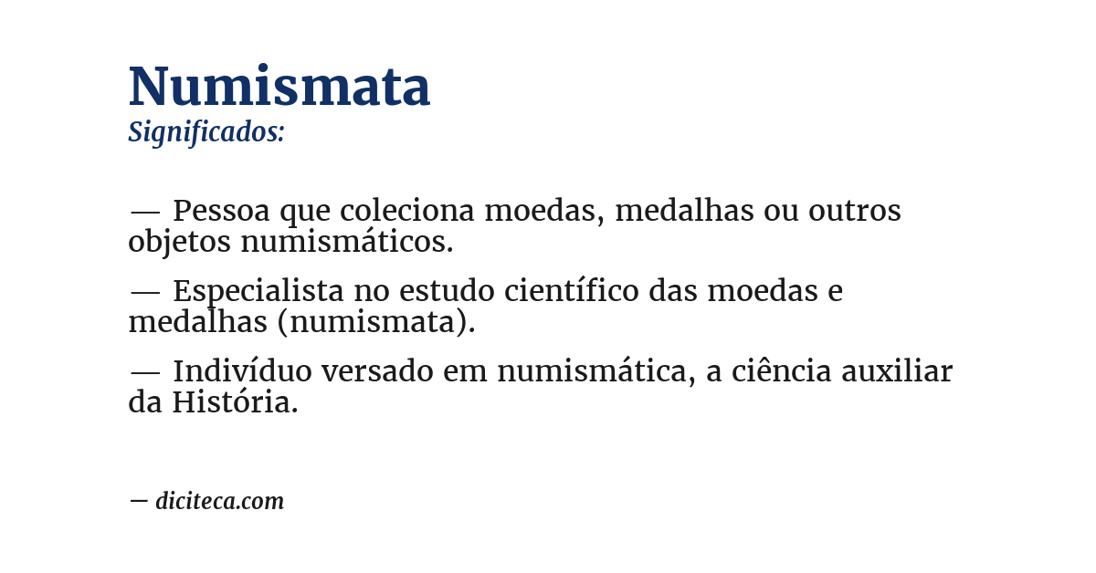 Significado de numismata