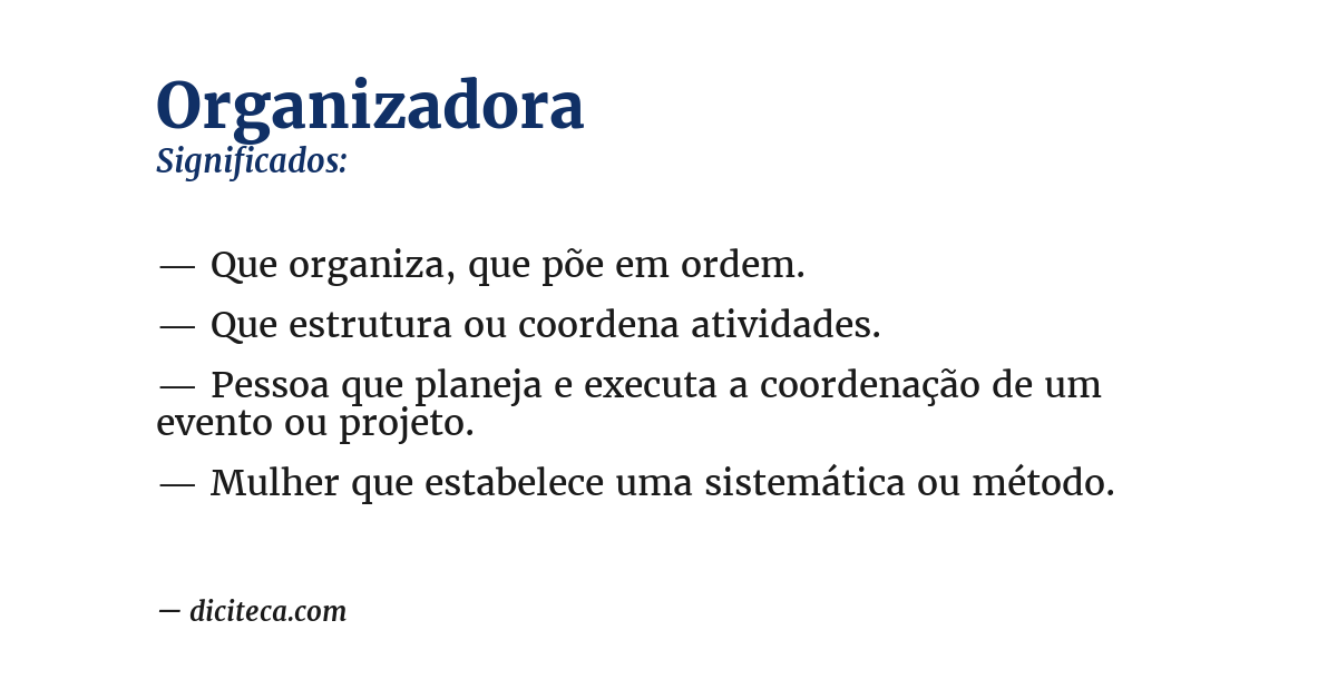 Significado de organizadora