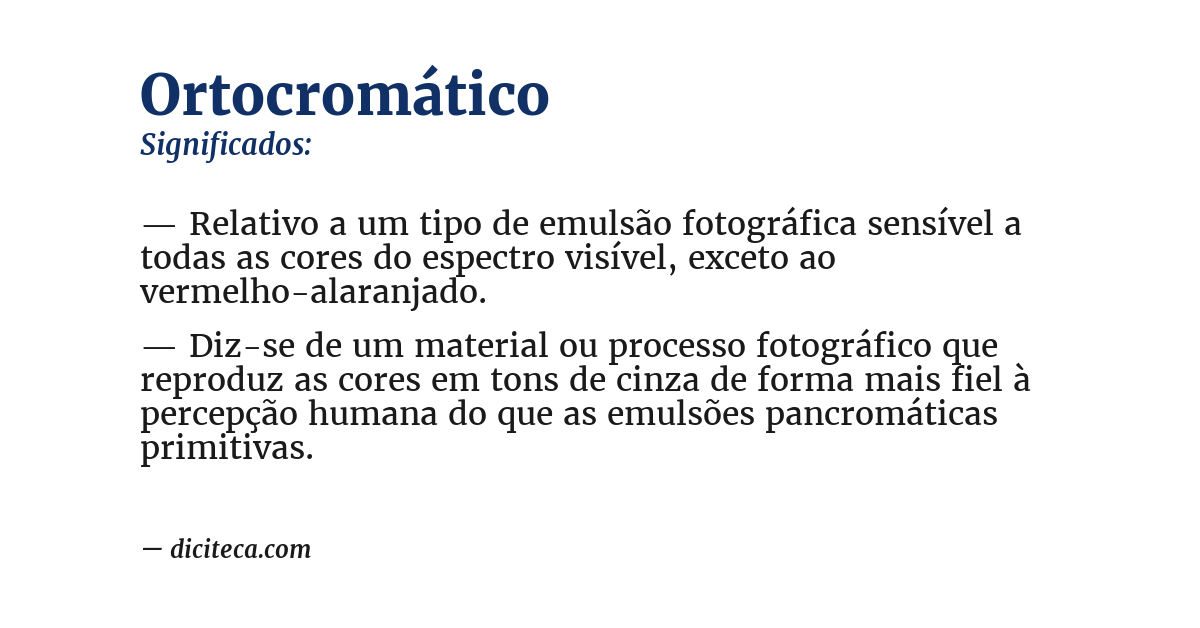 Significado de ortocromático