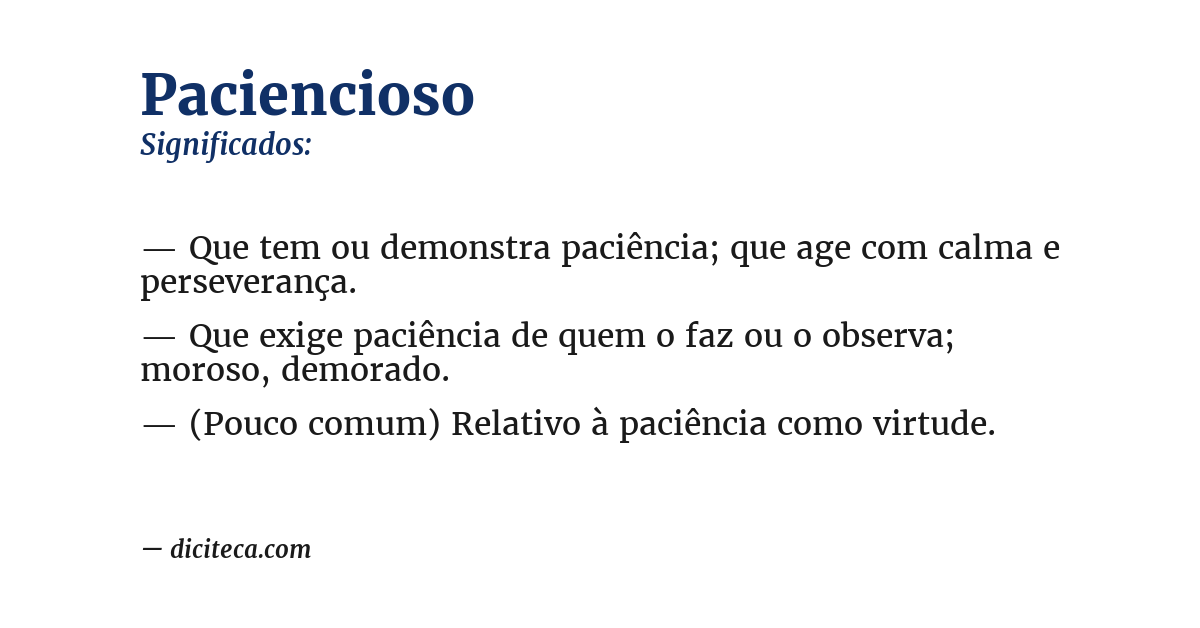 Significado de paciencioso
