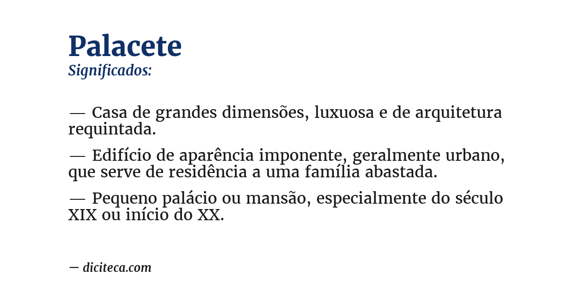 Significado de palacete