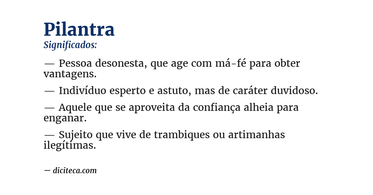 Significado de pilantra