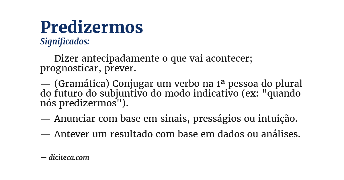 Significado de predizermos