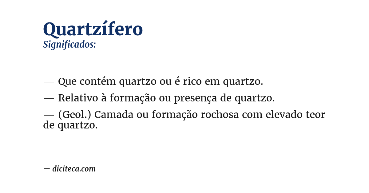 Significado de quartzífero