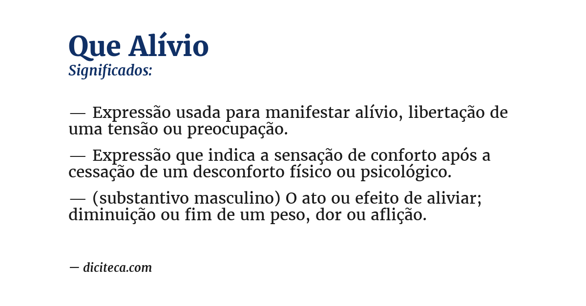 Significado de que alívio