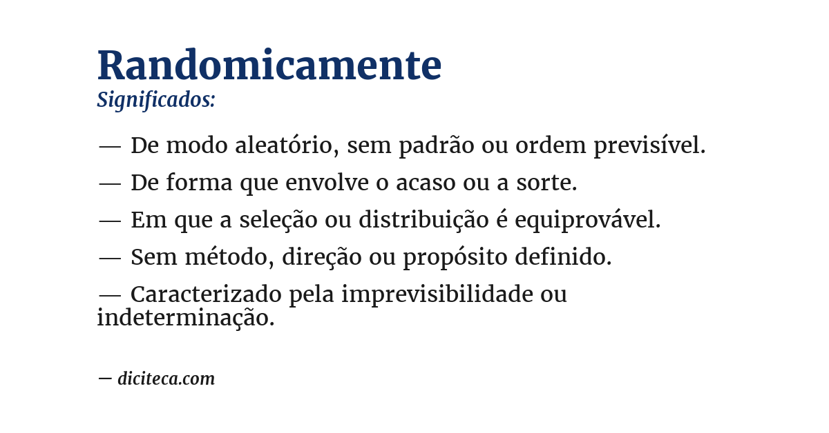 Significado de randomicamente