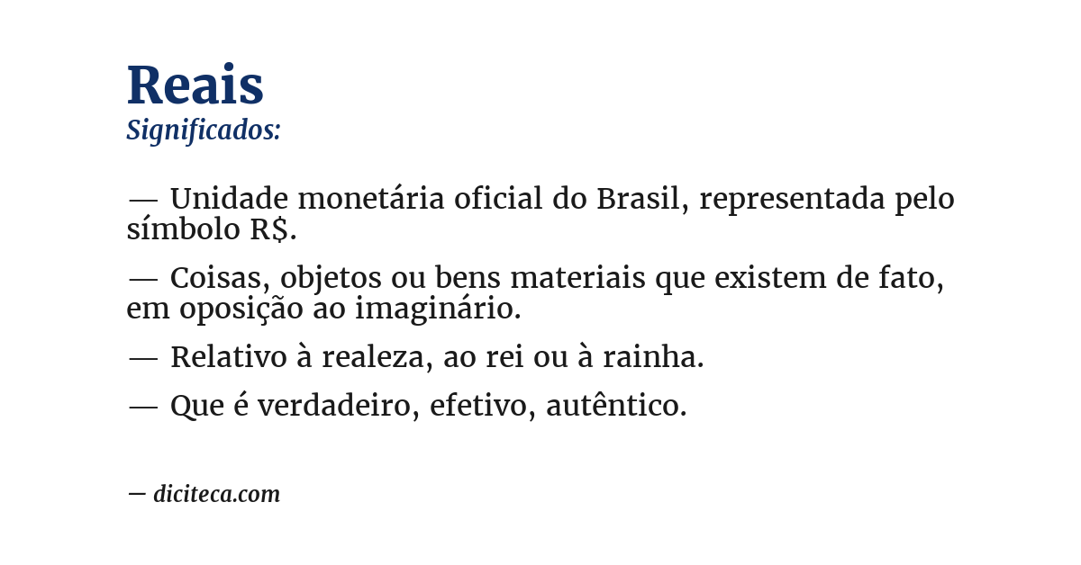Significado de reais