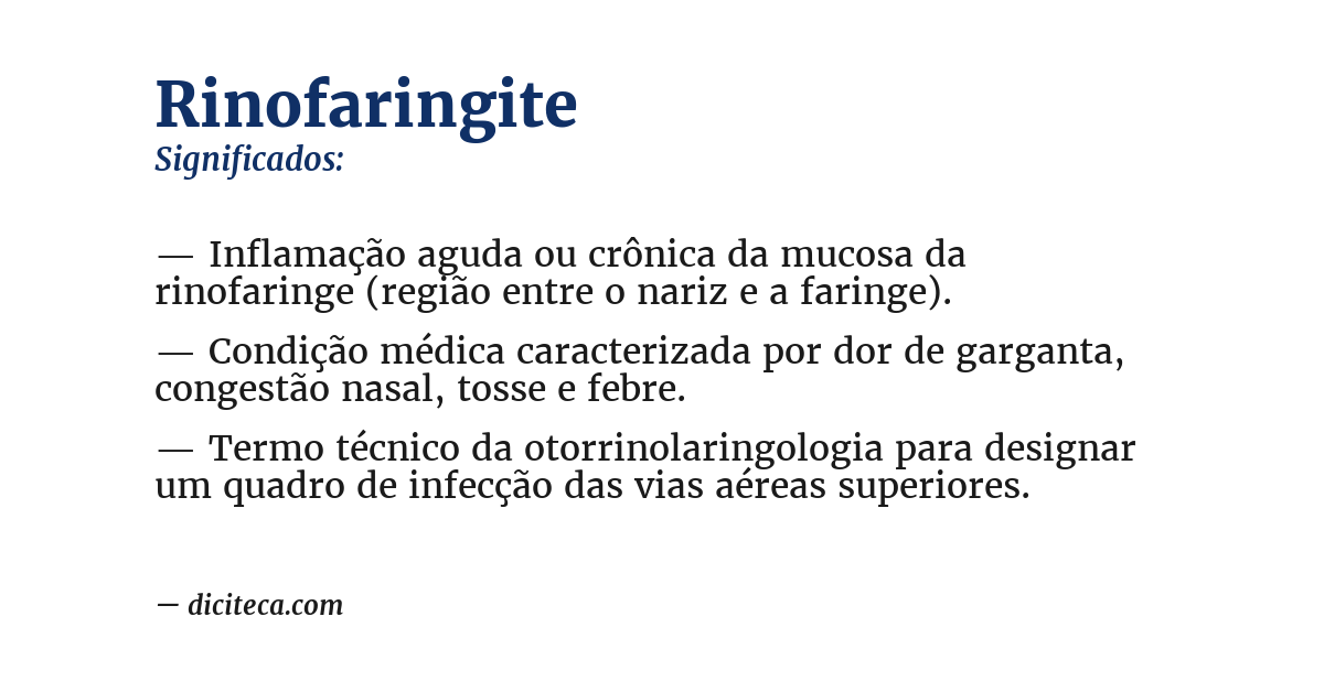 Significado de rinofaringite