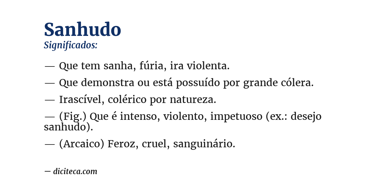 Significado de sanhudo