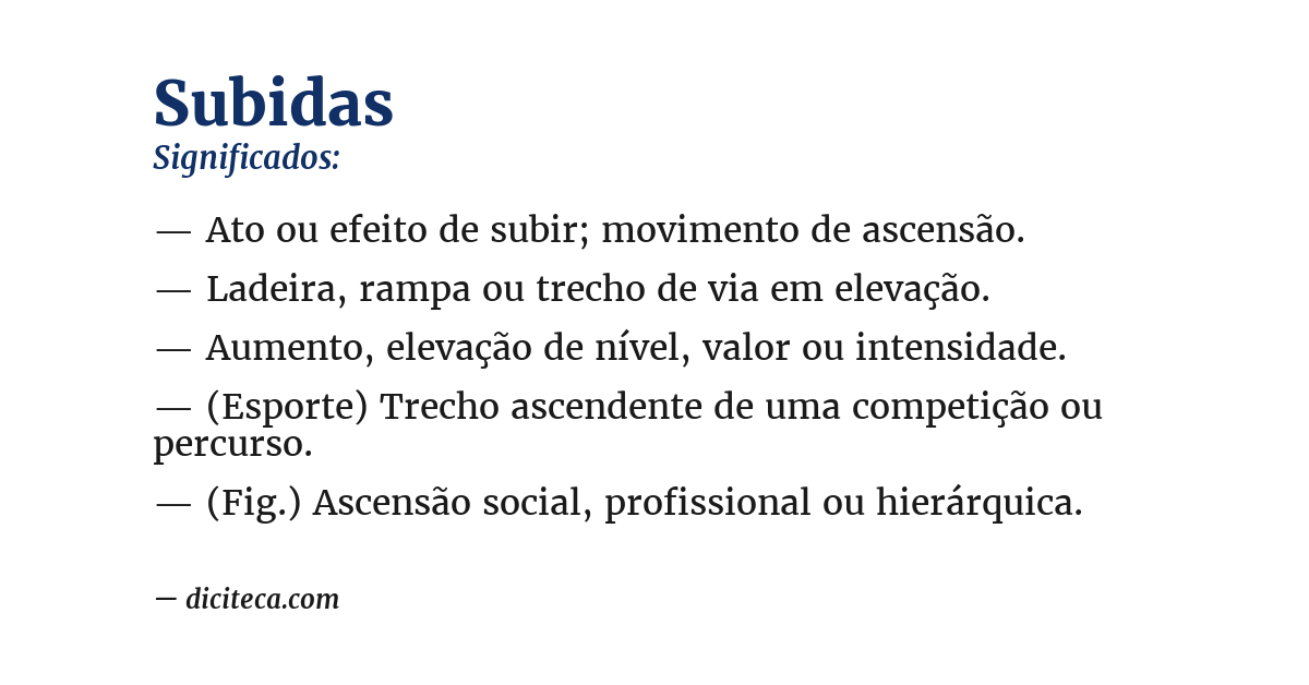 Significado de subidas