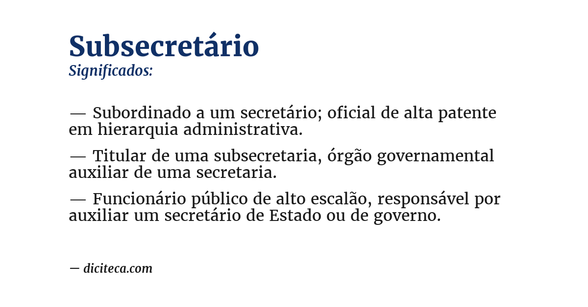 Significado de subsecretário