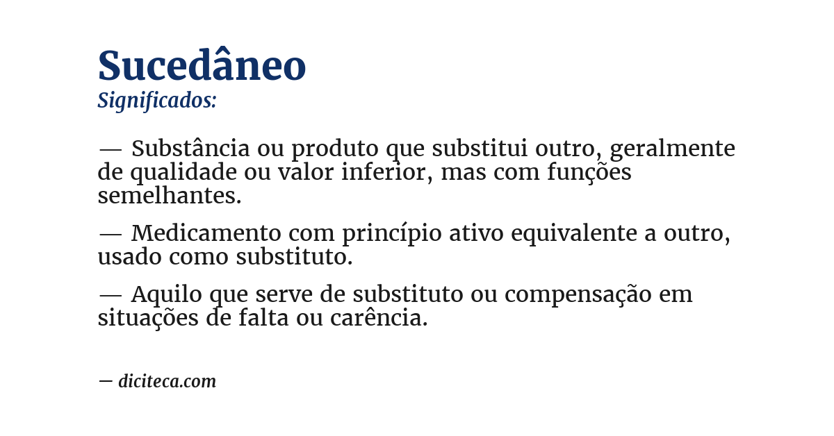 Significado de sucedâneo