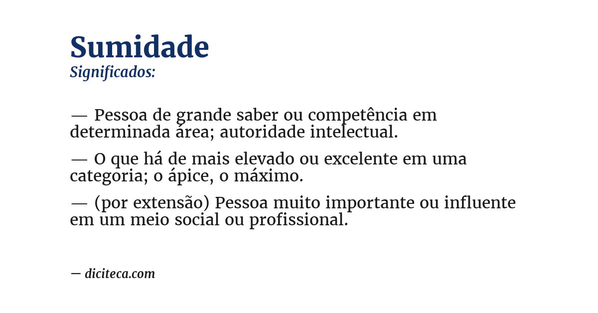 Significado de sumidade