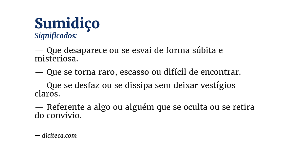 Significado de sumidiço