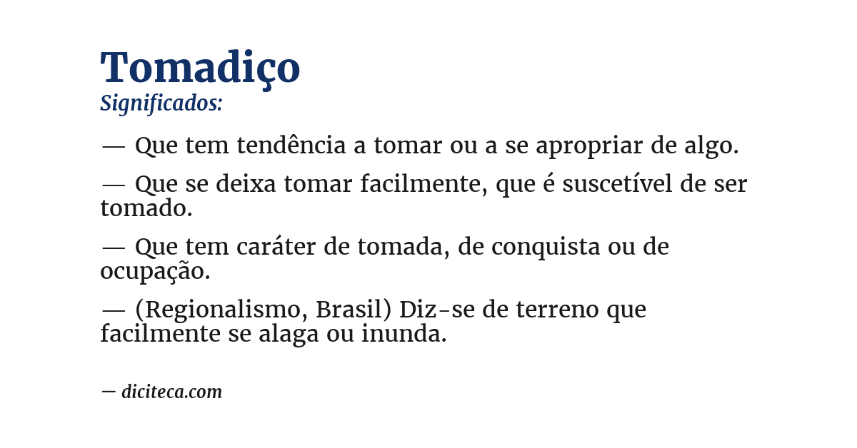 Significado de tomadiço